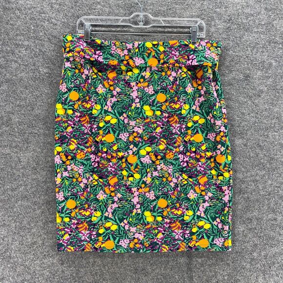 LulaRoe Skirt Women XL Green Floral A-Line Midi Mid Rise Zipper Casual Comfort - Picture 2 of 9